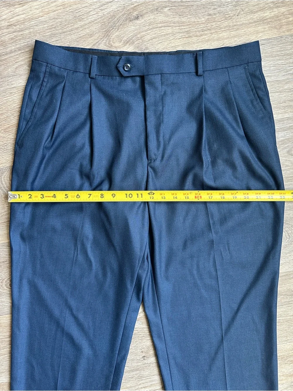 Stafford Navy Blue Dress Pants 38x29‎ Classic Fit Pleated Mens Slacks
